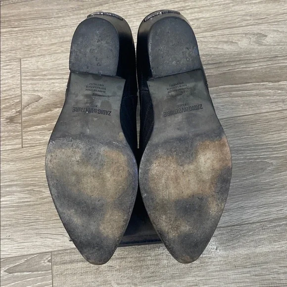 Zadig et Voltaire Black Leather Ankle Boots with belt - Picture 8 of 14